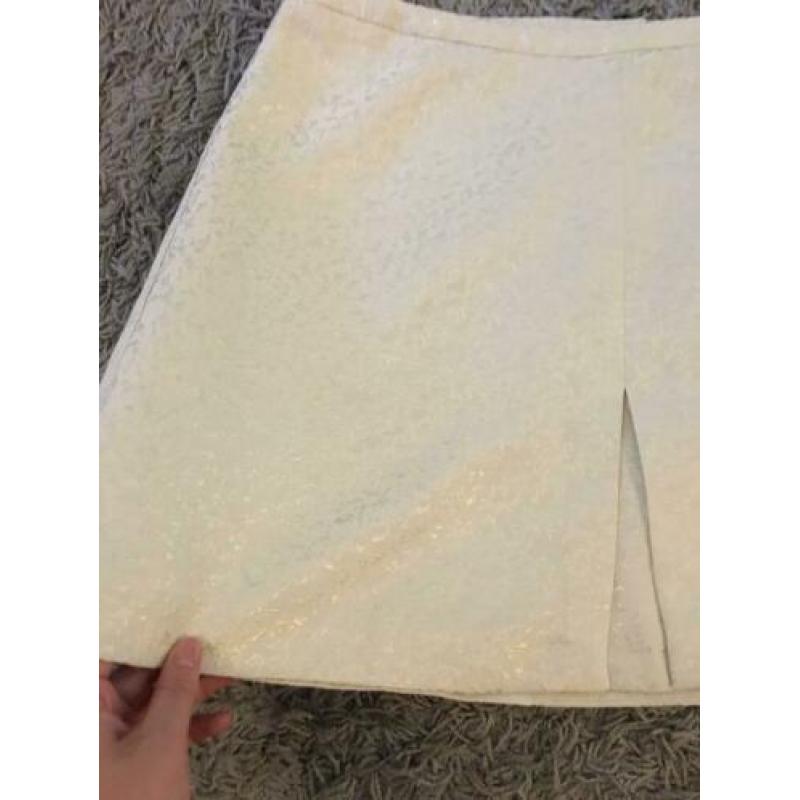 Zara feestelijke rok barok beige goud gloed l 42 zgan