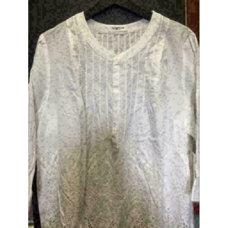 Wit design blouse, maat: l/xl