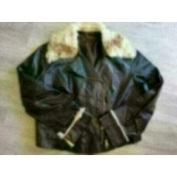 Italiaanse Genuine leather Vero Pelle jas maat 46 met bont