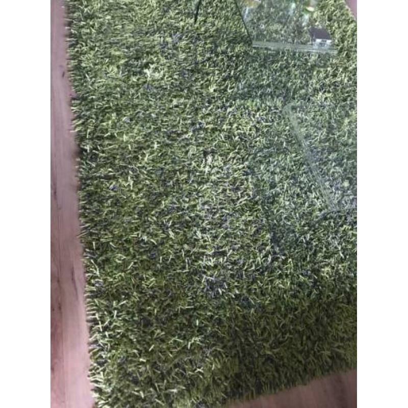 Vloerkleed/Tapijt antraciet met groen 200cm x 300cm