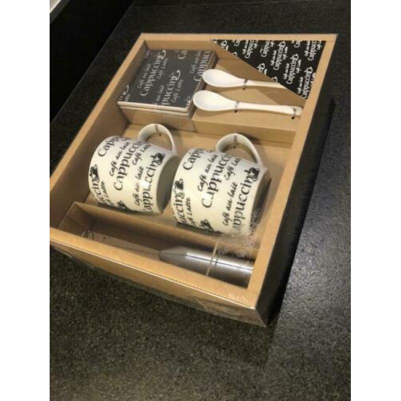 Cappuccinosetje koffie melkopschuimer cadeau geschenkset