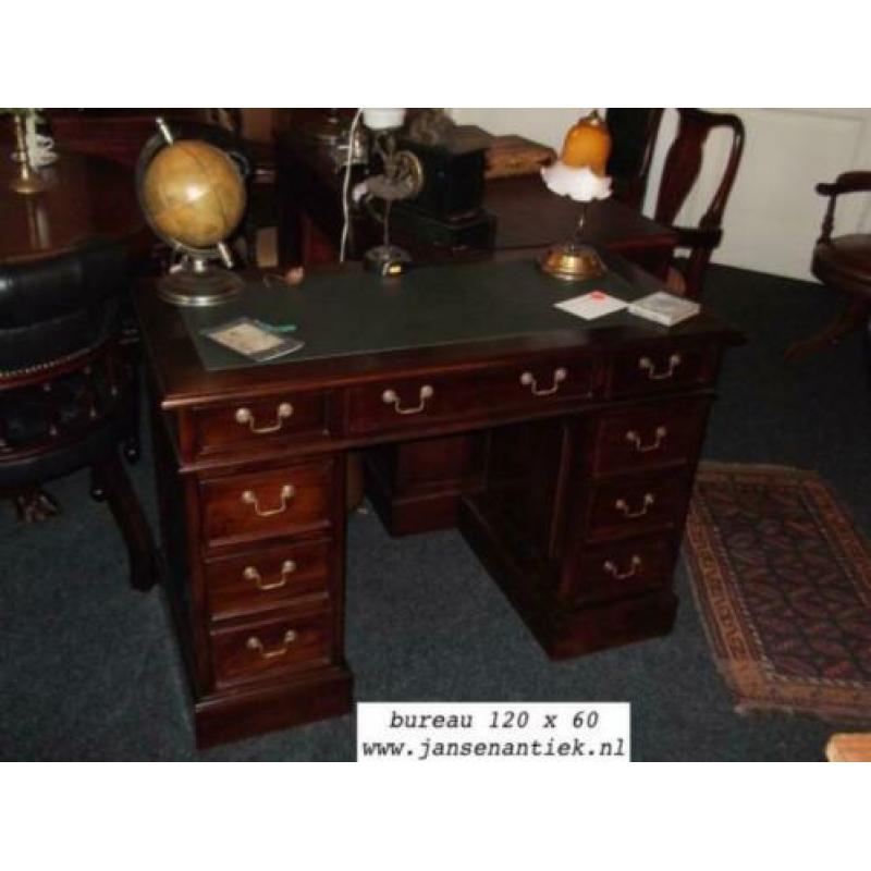 Bureau buro chesterfield mahonie noten teak nu v.a. €454,55