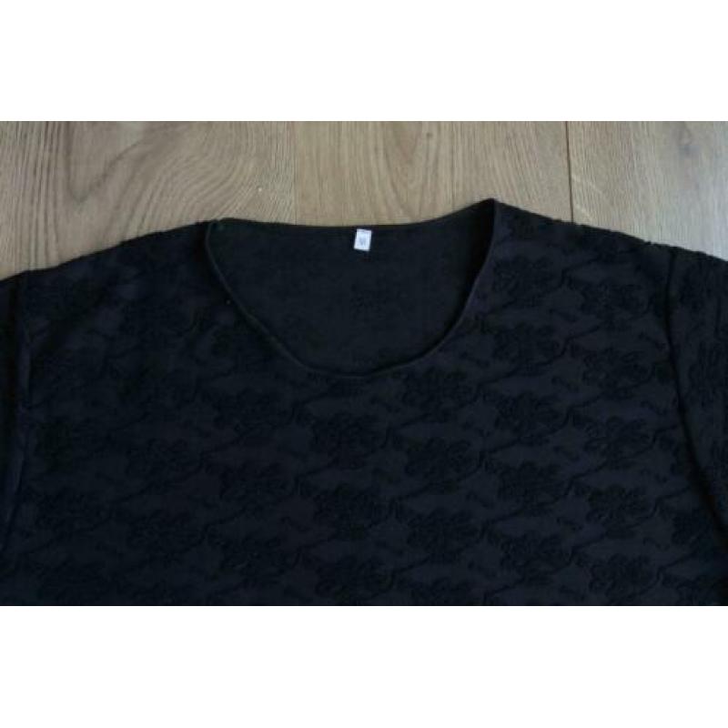 zwart dames shirt / top M patroon stof zwart lange mouwen