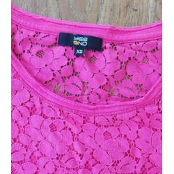 Roze kanten top xs (n1402)
