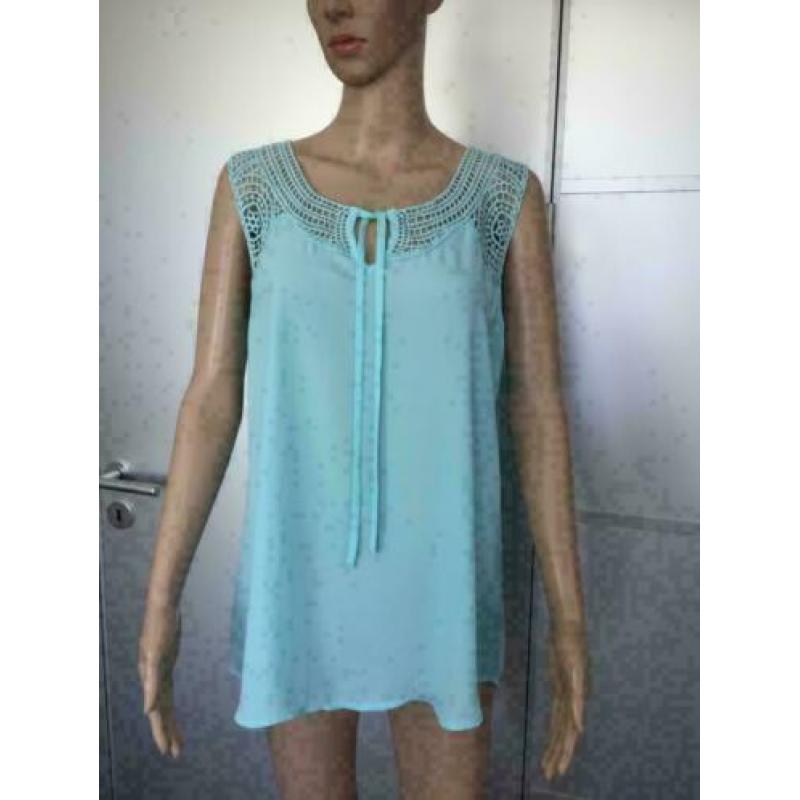 D437 ESQUALO maat 42=L blouse top licht-blauw