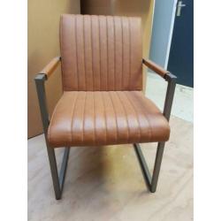 Industriële eetkamerstoelen in cognac leder 8 stuks!!