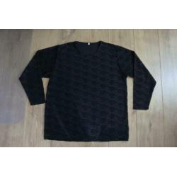 zwart dames shirt / top M patroon stof zwart lange mouwen