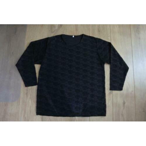zwart dames shirt / top M patroon stof zwart lange mouwen