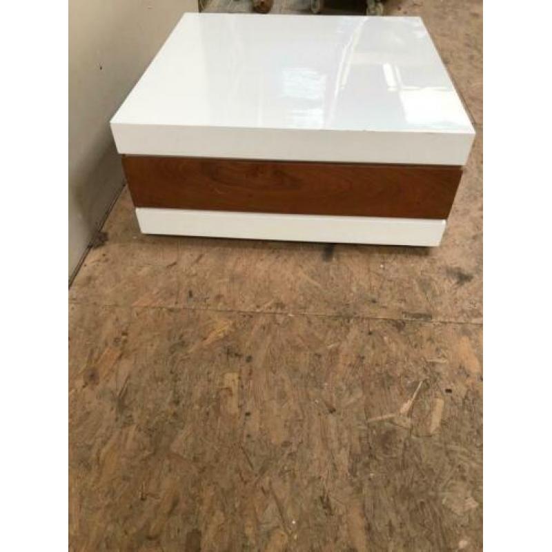 Salontafel massief hout wit hoogglans