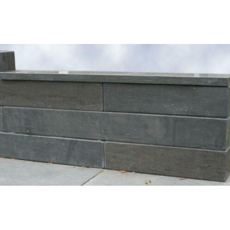 hardsteen vijverrand Spotted Blue 100x15x3 cm gezoet / facet