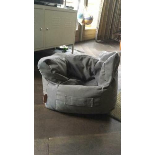 Jollein kinderfauteuil beanbag stonewashed canvas grijs