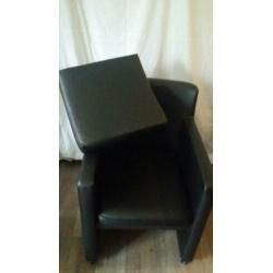 4 leren fauteuils stoelen op wieltjes