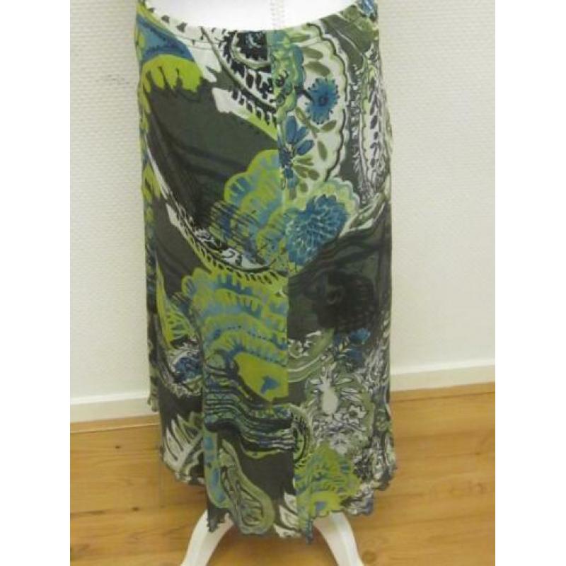 PROMISS - Trendy rok +top, kleuren groen en wit bewerkt, M