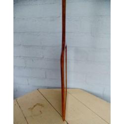 Grote houten dunne handspiegel facet geslepen design fifties