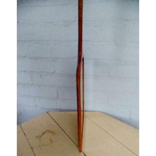 Grote houten dunne handspiegel facet geslepen design fifties