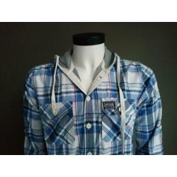 B keus: Superdry overhemd. Blauw Wit Rood. Maat L. Pluisjes