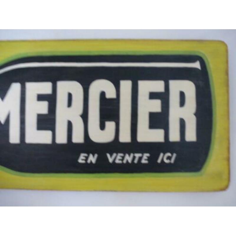 Groot vintage houten reclame bord/Mercier Champagne/drank