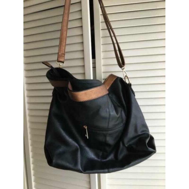 Shopper van Michael Kors, zwart met brons, vegan leather