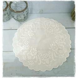 Rond kleedjes, bloempjes, 22 cm. leuk onder een stolp