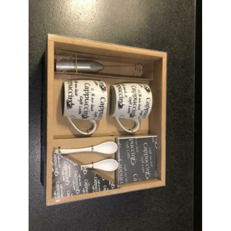 Cappuccinosetje koffie melkopschuimer cadeau geschenkset