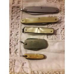 Brocante jaren 50 3 parelmoer mesjes kleine 3cm grootste 8cm