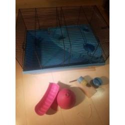Hamsterkooi met fles en glijbaan en voerbakje 50 bij 35 cm
