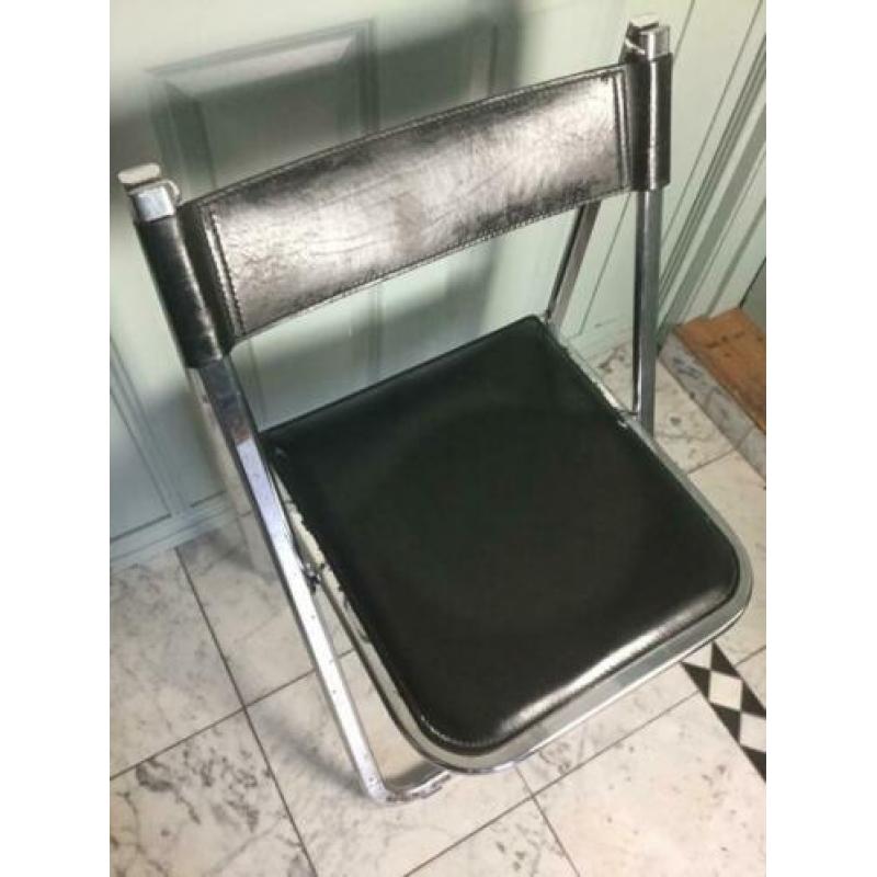 Arrben vintage design klapstoel - leer chroom