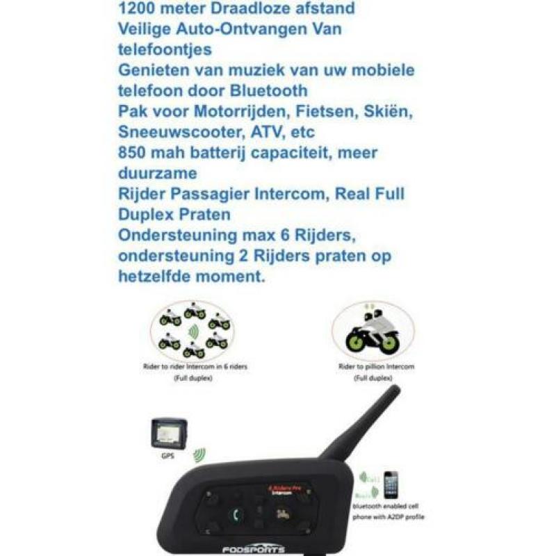 Interphone V6 pro communicatie systeem Bluetooth headset