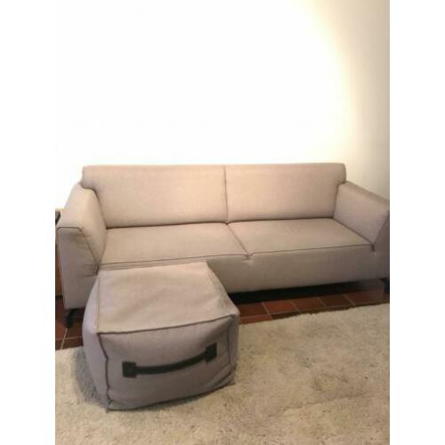 Driezitsbank loungebank grijs beige bruin taupe poef
