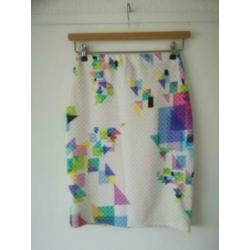 Supermooie koker rok multicolor print Steps S