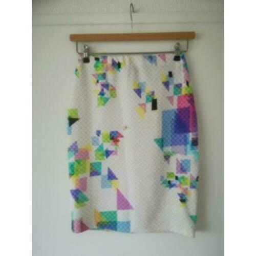 Supermooie koker rok multicolor print Steps S