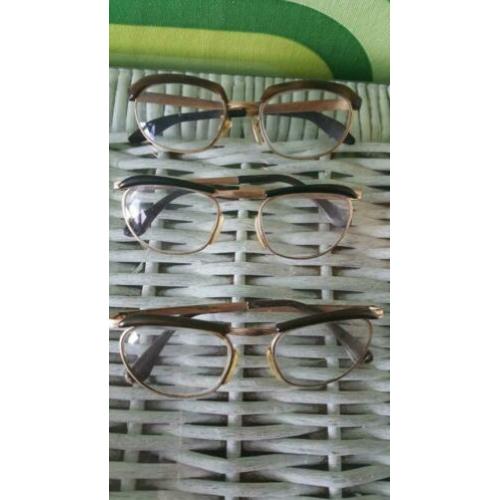 3 vintage brillen oa Marwitz gold. 50's/60's.