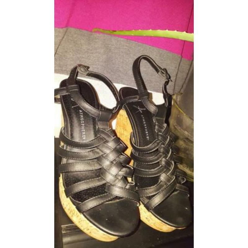 Wedges Sleehakken zwart maat 38