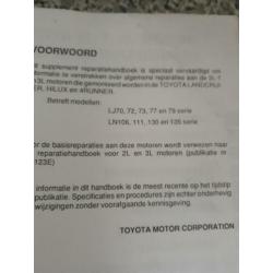 reparatiehandboek toyota 2L,2LT motor landcruiser, hilux