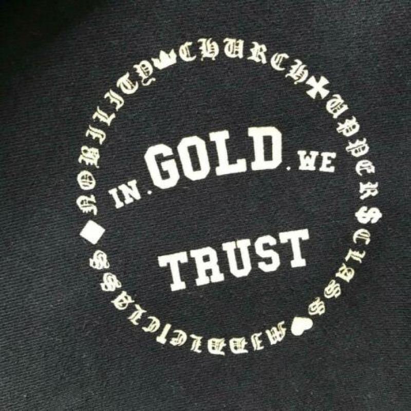In Gold We Trust, blauwe, katoenen hoodie, maat XXL