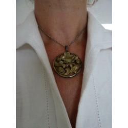 Jugendstil/art nouveau grote florale hanger, zilver/Luxeriös
