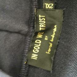 In Gold We Trust, blauwe, katoenen hoodie, maat XXL