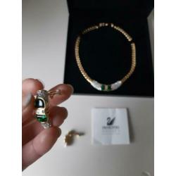 Swarovski ketting en oorklipjes