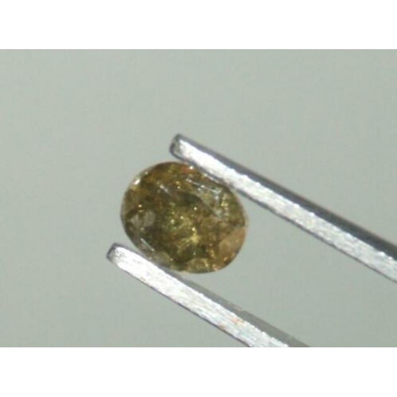 Bruin groene diamant edelsteen 0.63crt briljant Zeldzaam!