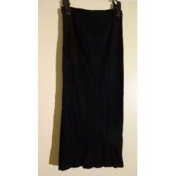 Zwarte rib gebreide kokerrok met hoge taille zwangerschap S