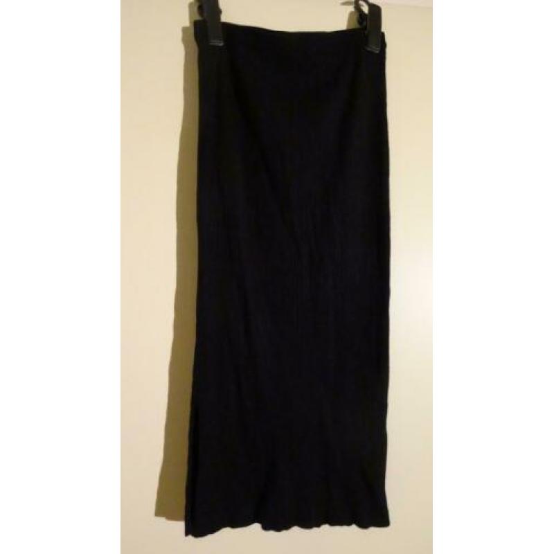 Zwarte rib gebreide kokerrok met hoge taille zwangerschap S