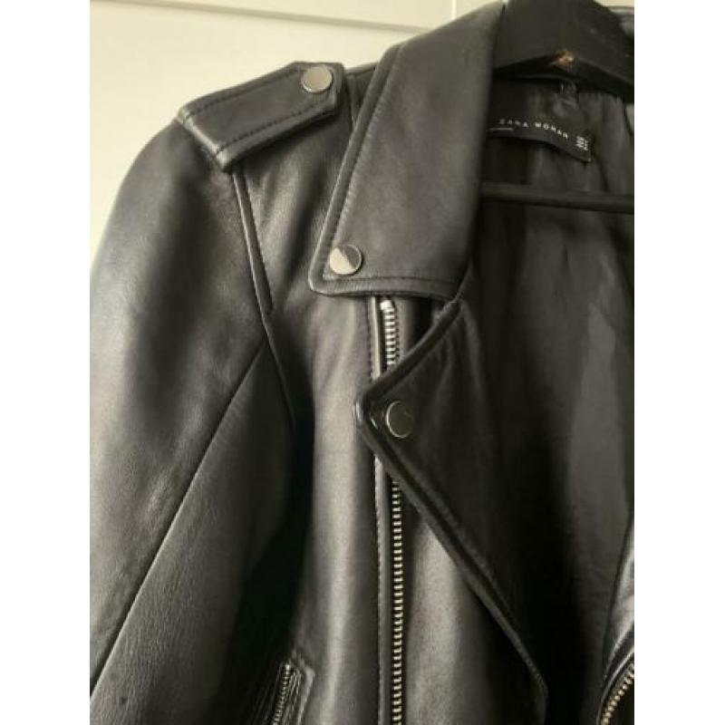 Zwart leren jas jack zara maat m