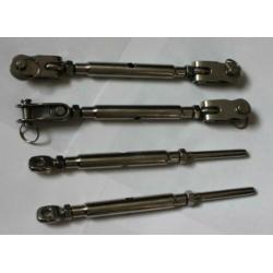 RVS Verstagingwantspanners + 8st. RVS Kabeluiteinden