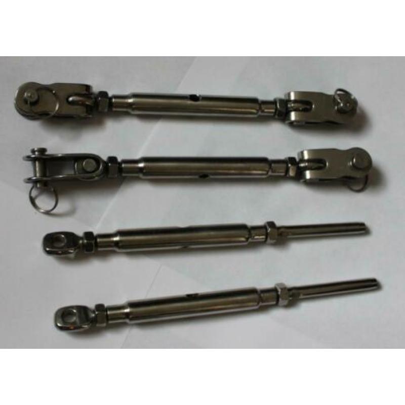 RVS Verstagingwantspanners + 8st. RVS Kabeluiteinden