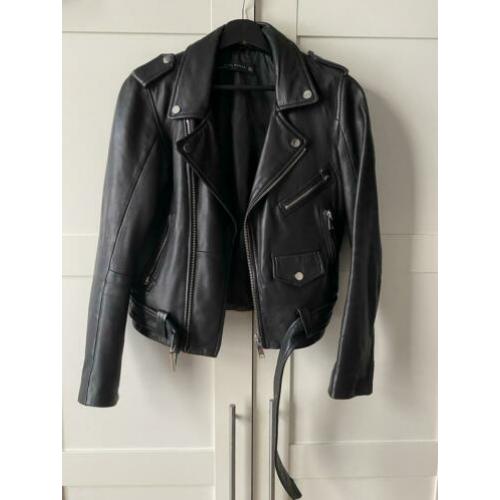 Zwart leren jas jack zara maat m