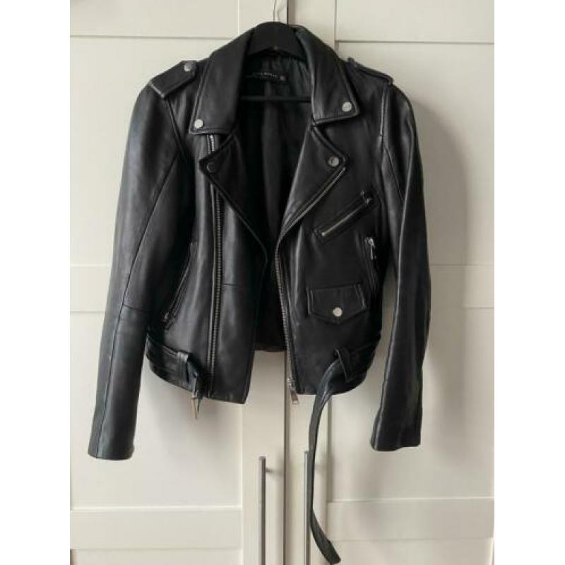 Zwart leren jas jack zara maat m