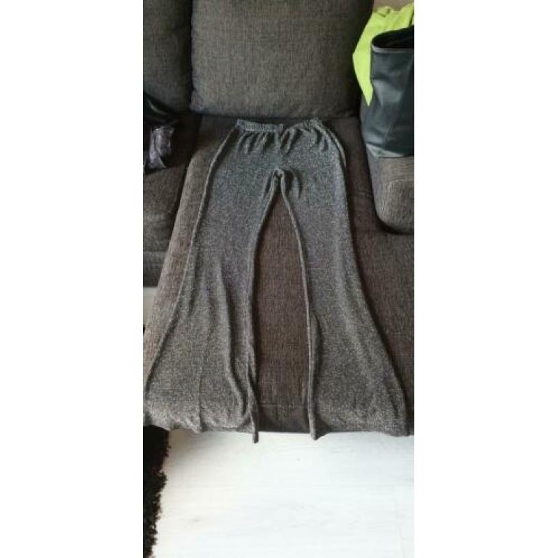 Flared broek glitter wijde pijpen maat l