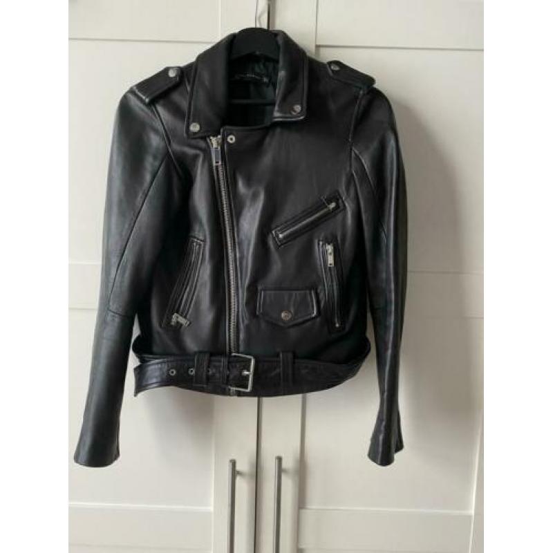 Zwart leren jas jack zara maat m