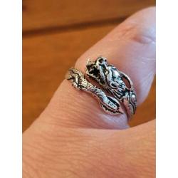 Maat 16,25 - Mooie zilveren (925) DRAKEN ring !!!!