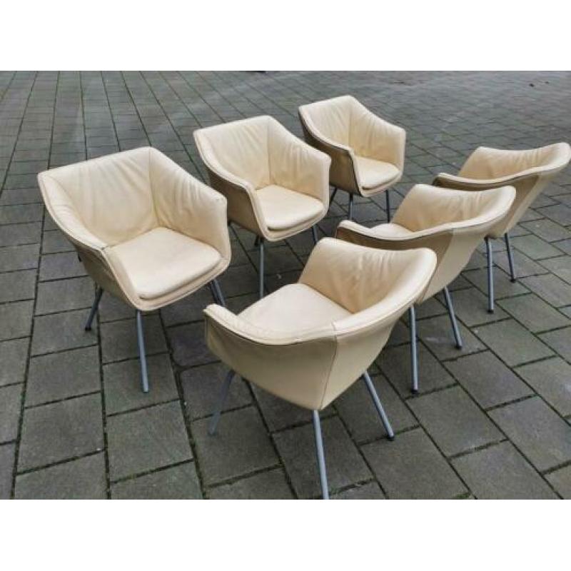 6 design eetkamerstoelen gerard van de berg leer tulip